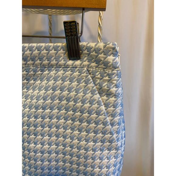 Forever 21 Skirt Mini Blue White Houndstooth with Pockets side hidden Zip Sz 29 - Picture 3 of 7